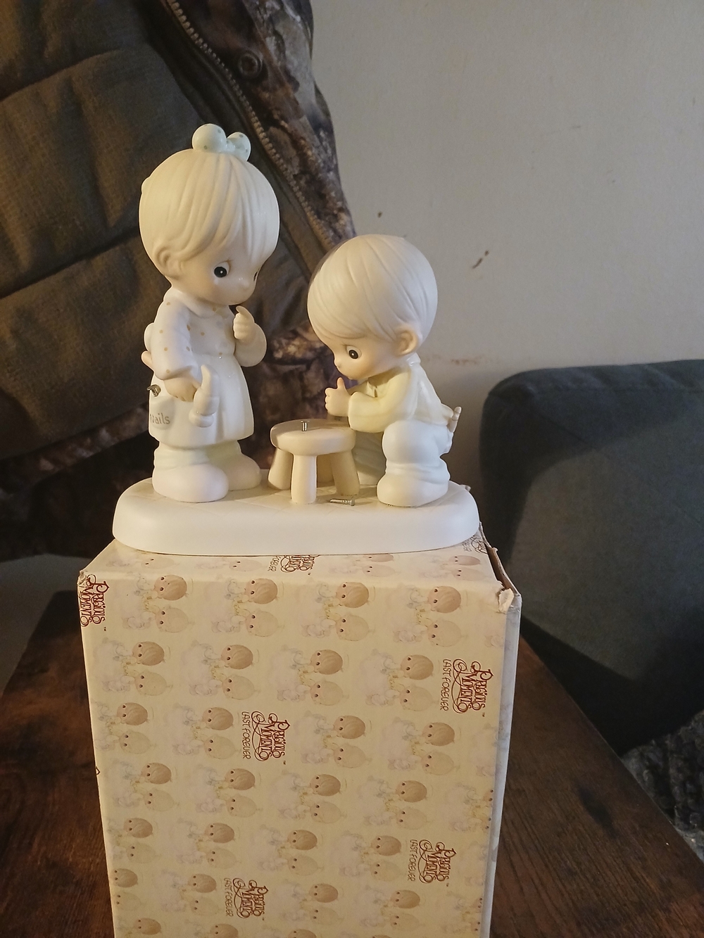 Precious Moments Porcelain Figurine - Boy and Girl Playing